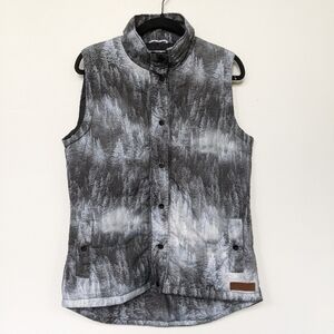 KAVU Briar Tree Forest Puffer Vest Grey Large